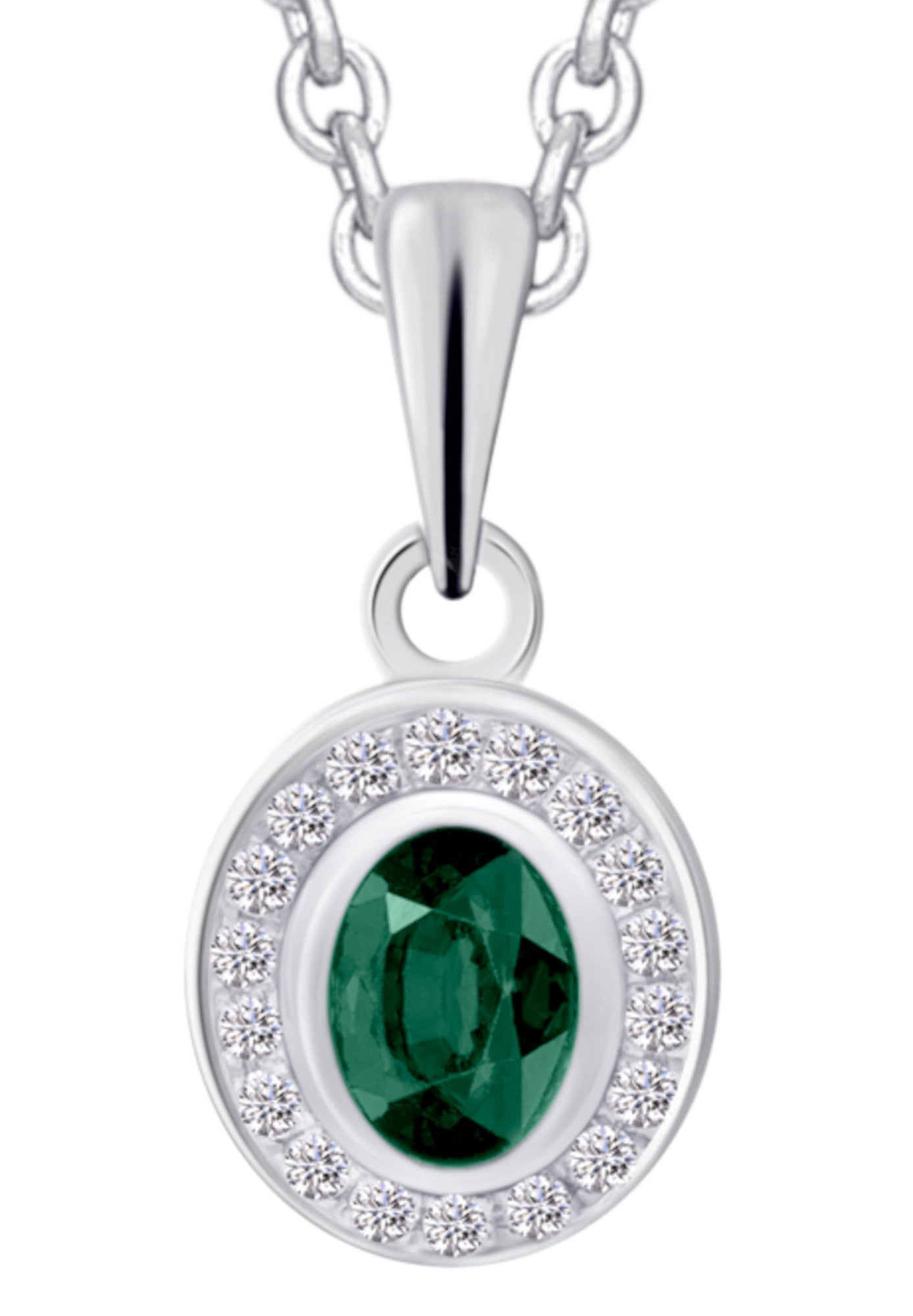 0,04 ct Diamant Brillant Smaragd Anhänger aus 585er Weißgold von ONE ELEMENT – Bild 1