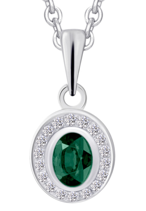 0,04 ct Diamant Brillant Smaragd Anhänger aus 585er Weißgold von ONE ELEMENT – Bild 1