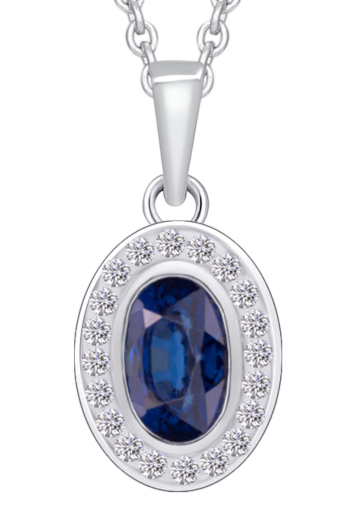 0,05 ct Diamant Brillant Safir Anhänger aus 585er Weißgold von ONE ELEMENT – Bild 1