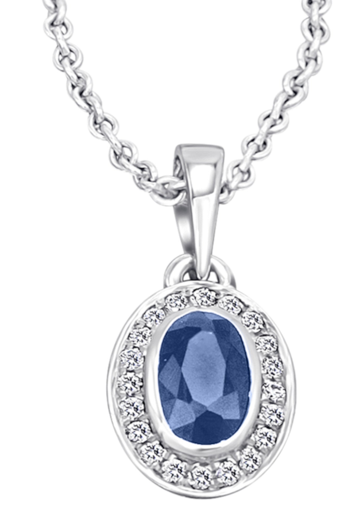0,05 ct Diamant Brillant Safir Anhänger aus 585er Weißgold von ONE ELEMENT – Bild 2