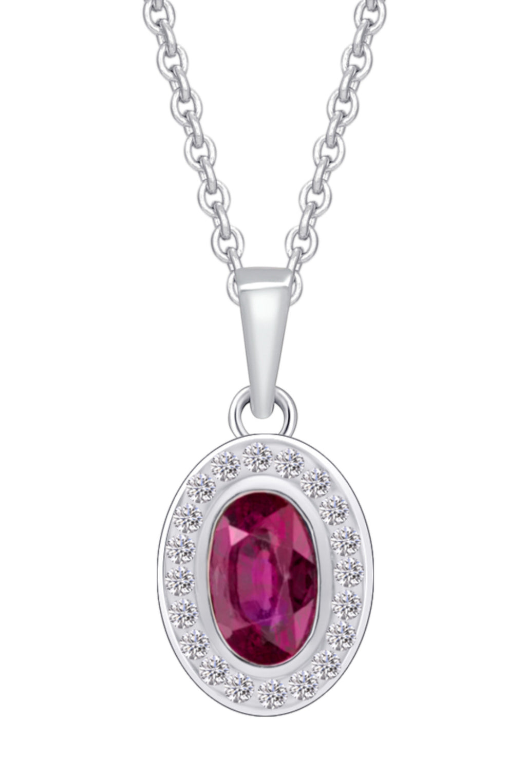 0,05 ct Diamant Brillant Rubin Anhänger aus 585er Weißgold von ONE ELEMENT – Bild 1