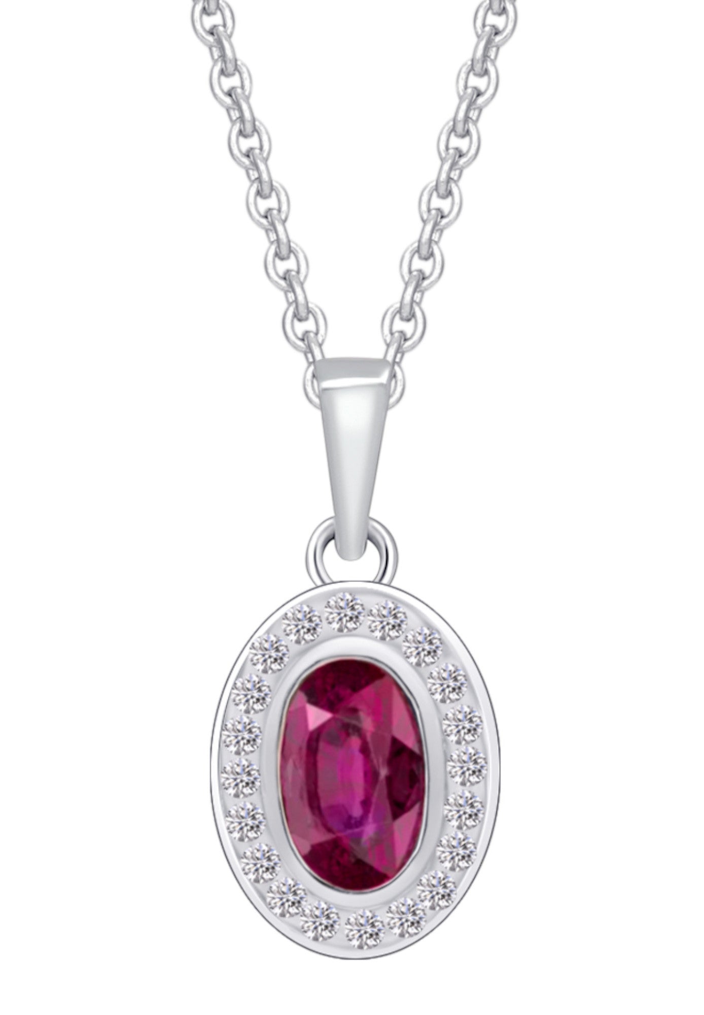 0,05 ct Diamant Brillant Rubin Anhänger aus 585er Weißgold von ONE ELEMENT – Bild 1