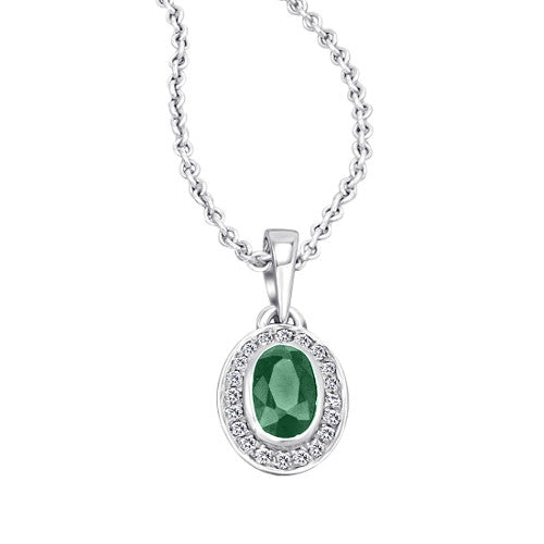 0,05 ct Diamant Brillant Smaragd Anhänger aus 585er Weißgold von ONE ELEMENT – Bild 1