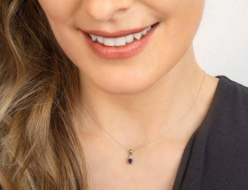 0,03 ct Diamant Brillant Safir Anhänger aus 585er Weißgold von ONE ELEMENT – Bild 2