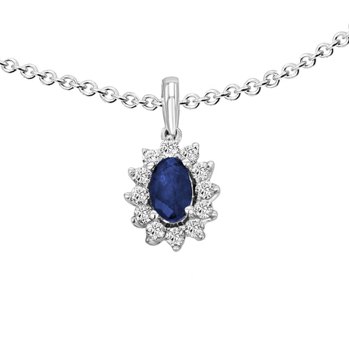 0,15 ct Diamant Brillant Safir Anhänger aus 585er Weißgold von ONE ELEMENT – Bild 1