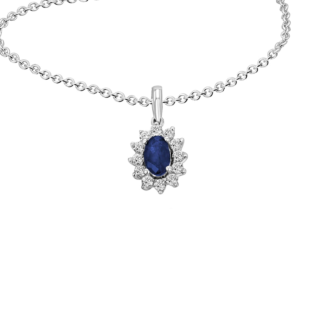 0,15 ct Diamant Brillant Safir Anhänger aus 585er Weißgold von ONE ELEMENT – Bild 2