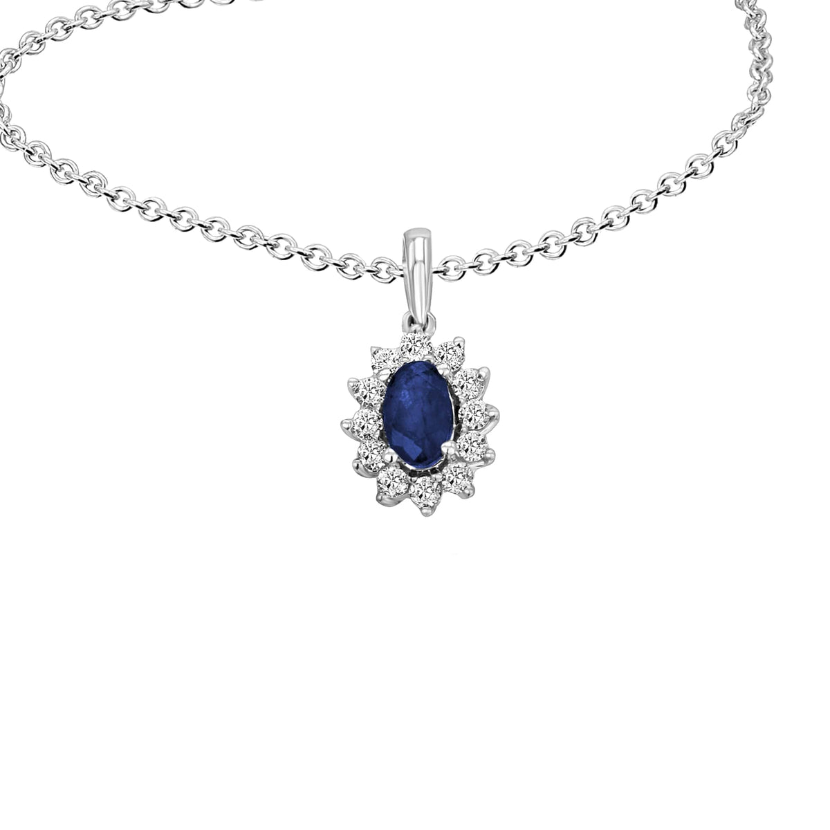 0,15 ct Diamant Brillant Safir Anhänger aus 585er Weißgold von ONE ELEMENT – Bild 2