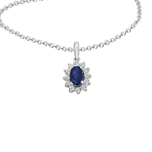0,15 ct Diamant Brillant Safir Anhänger aus 585er Weißgold von ONE ELEMENT – Bild 2