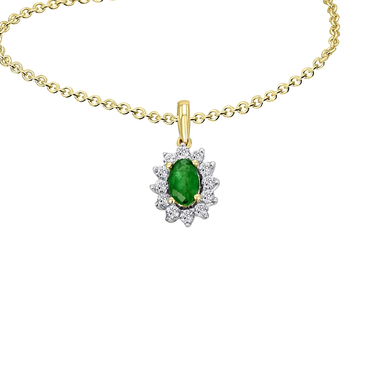 0,15 ct Diamant Brillant Smaragd Anhänger aus 585er Gelbgold von ONE ELEMENT – Bild 2