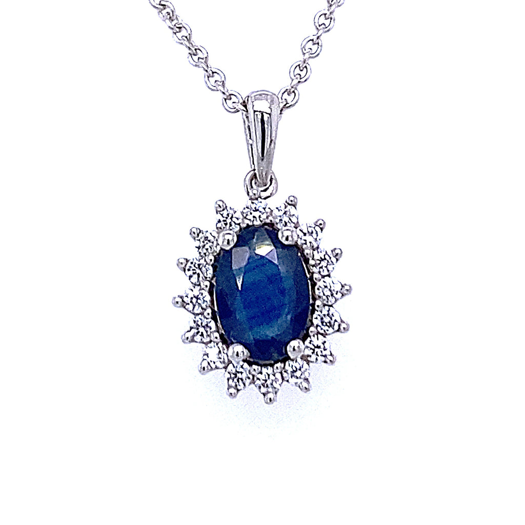 0,25 ct Diamant Brillant Safir Anhänger aus 585er Weißgold von ONE ELEMENT – Bild 1