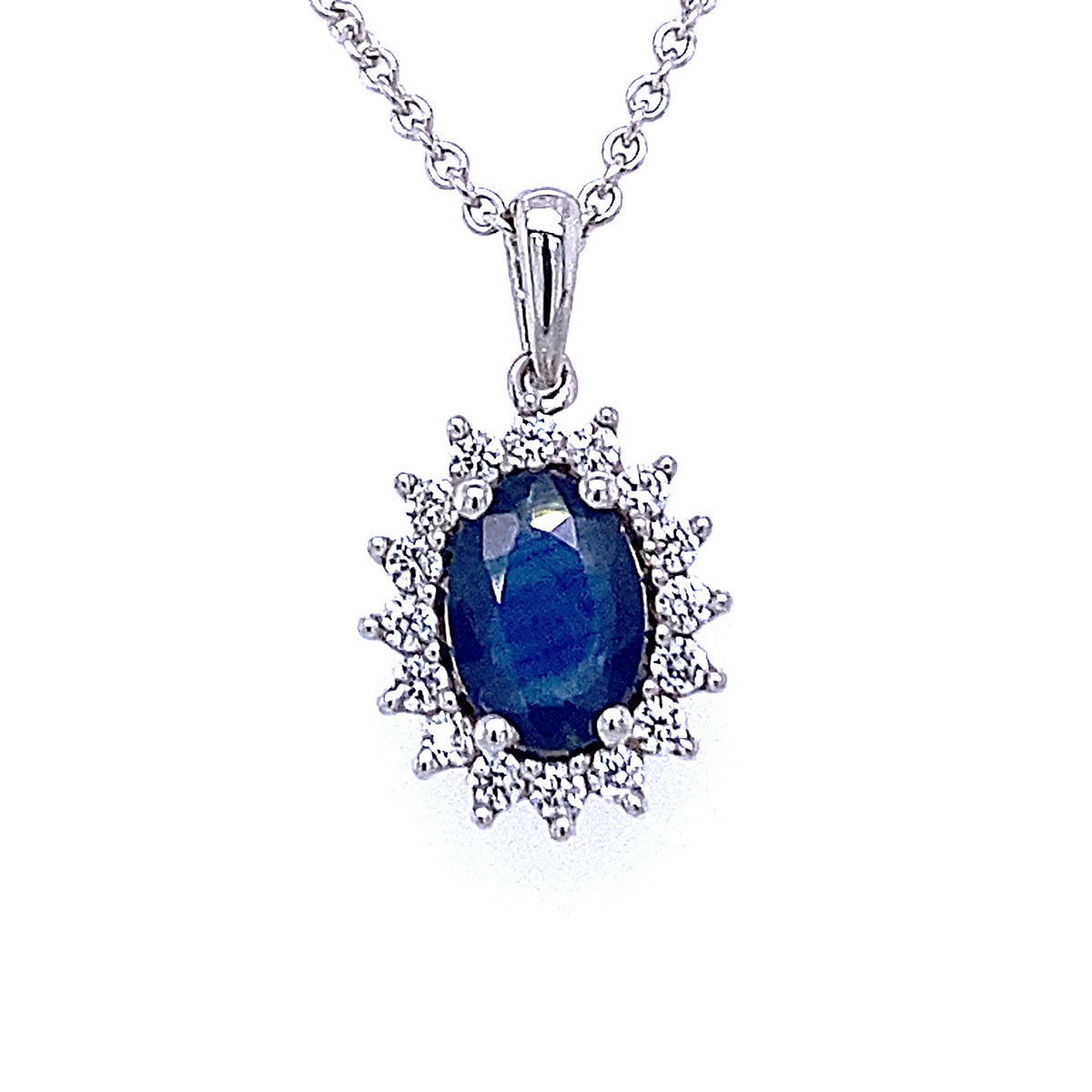 0,25 ct Diamant Brillant Safir Anhänger aus 585er Weißgold von ONE ELEMENT – Bild 1