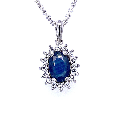 0,25 ct Diamant Brillant Safir Anhänger aus 585er Weißgold von ONE ELEMENT – Bild 1