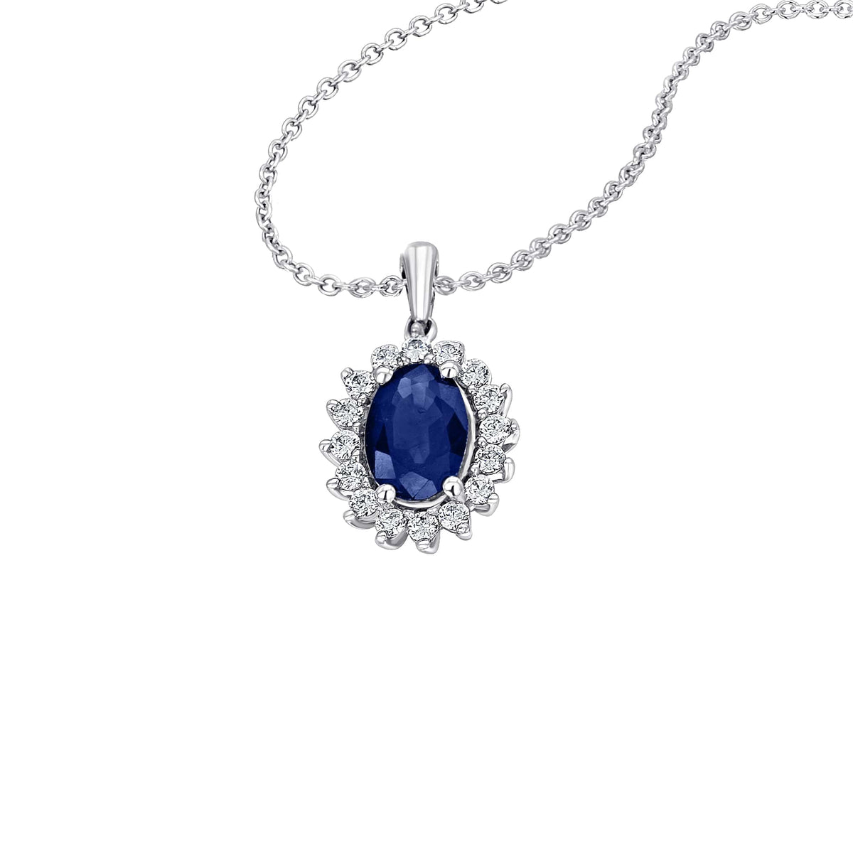 0,25 ct Diamant Brillant Safir Anhänger aus 585er Weißgold von ONE ELEMENT – Bild 2