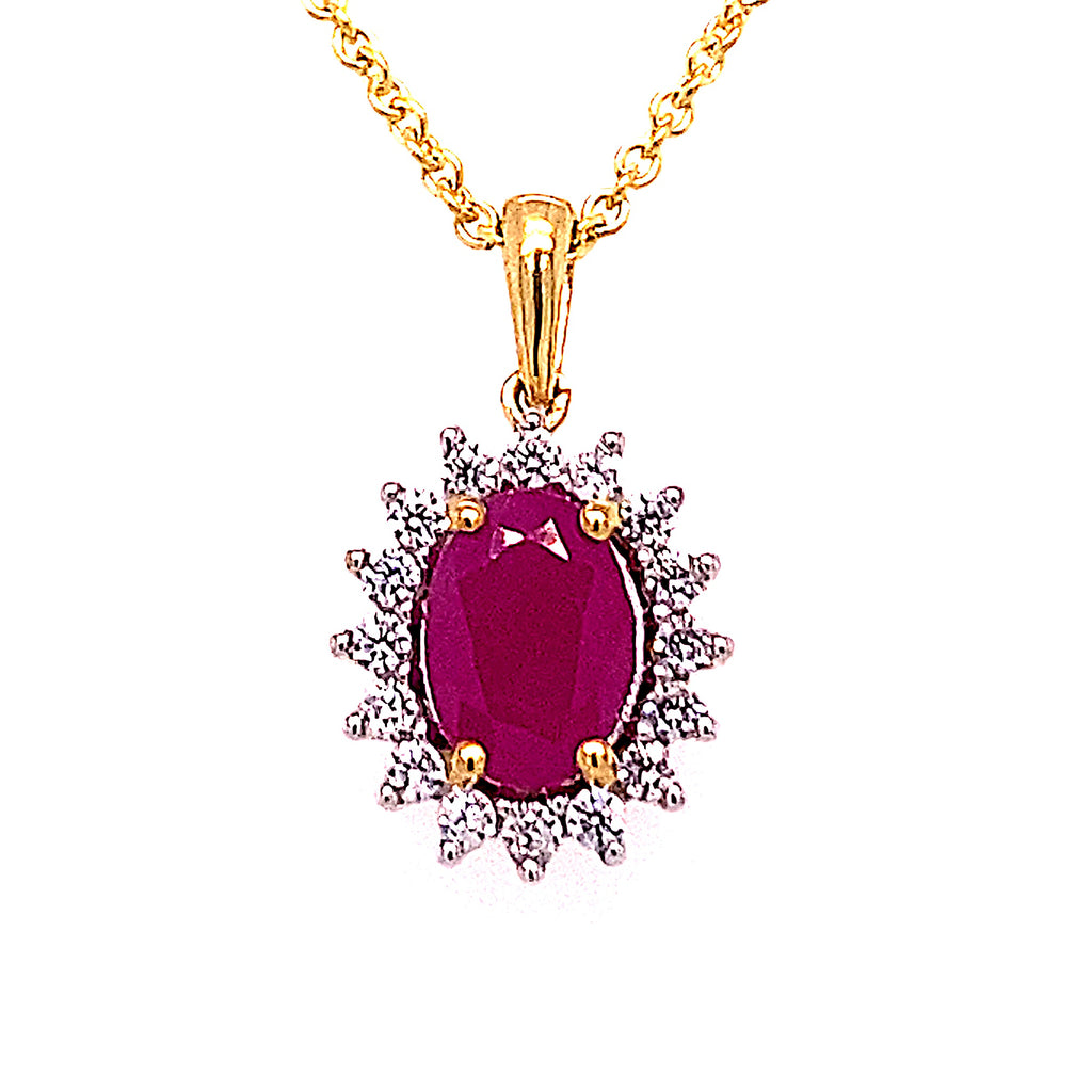 0,25 ct Diamant Brillant Rubin Anhänger aus 585er Gelbgold von ONE ELEMENT – Bild 1