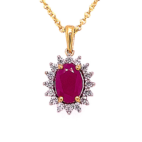 0,25 ct Diamant Brillant Rubin Anhänger aus 585er Gelbgold von ONE ELEMENT – Bild 1