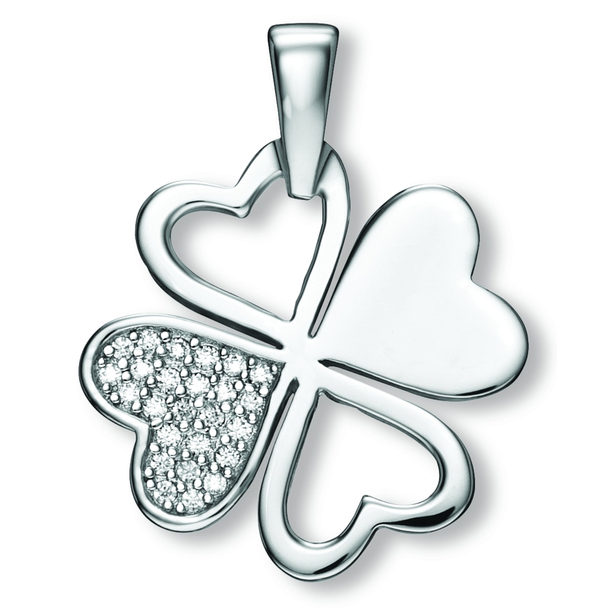 Zirkonia Kleeblatt Anhänger aus 925er Silber von ONE ELEMENT – Bild 1