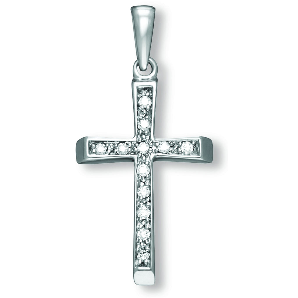 Zirkonia Kreuz Anhänger aus 333er Weißgold von ONE ELEMENT – Bild 1