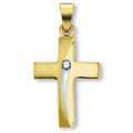 Zirkonia Kreuz Anhänger aus 333er Gelbgold von ONE ELEMENT – Bild 1