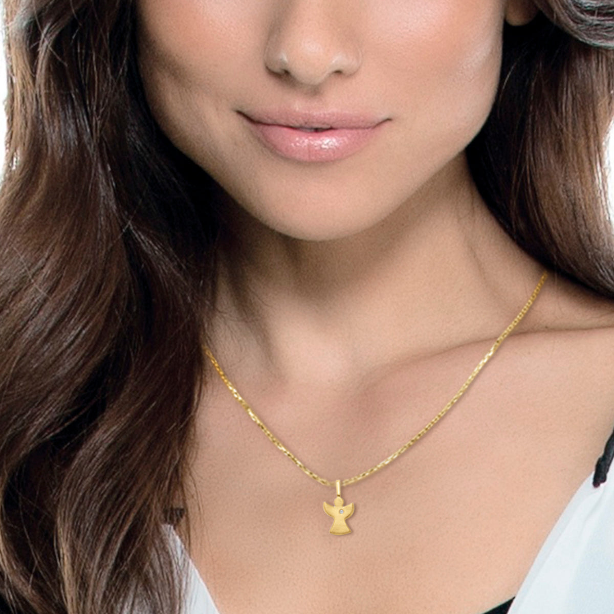 Zirkonia Engel Anhänger aus 333er Gelbgold von ONE ELEMENT – Bild 2