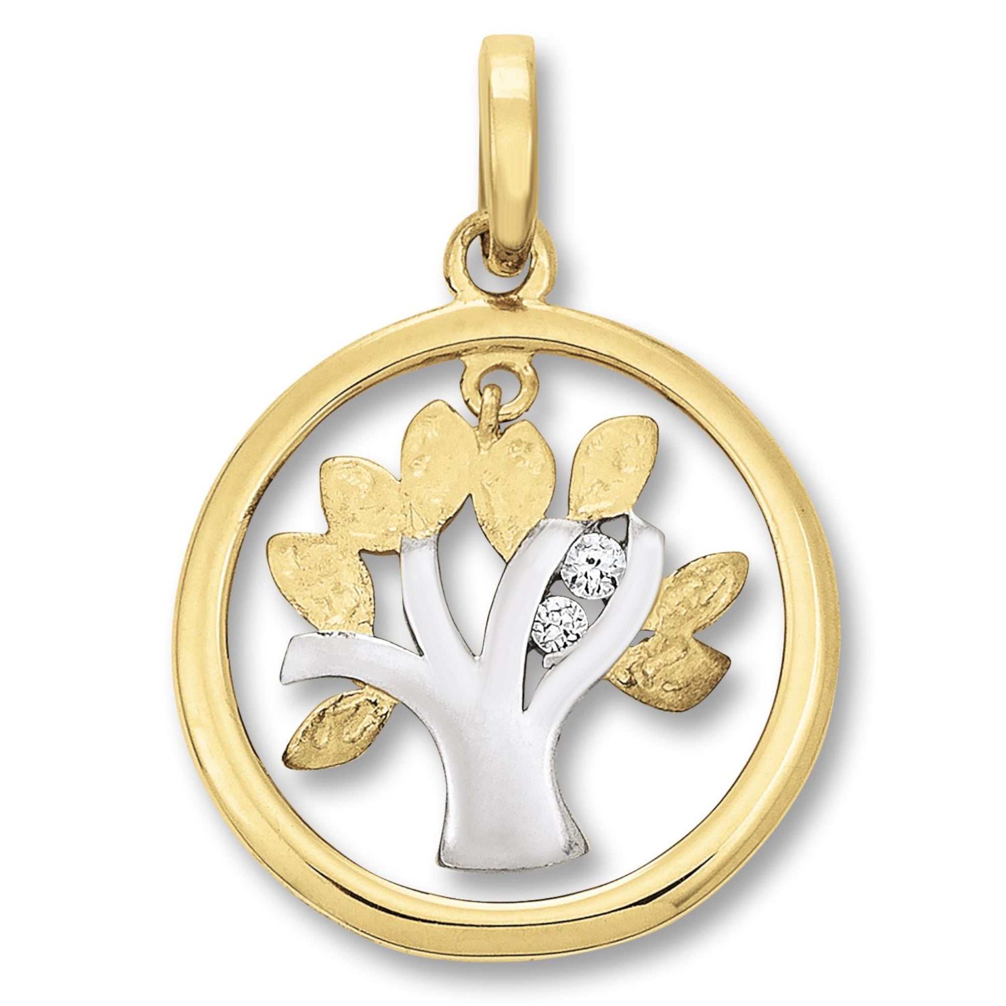 Zirkonia Lebensbaum Anhänger aus 333er Gelbgold von ONE ELEMENT – Bild 1