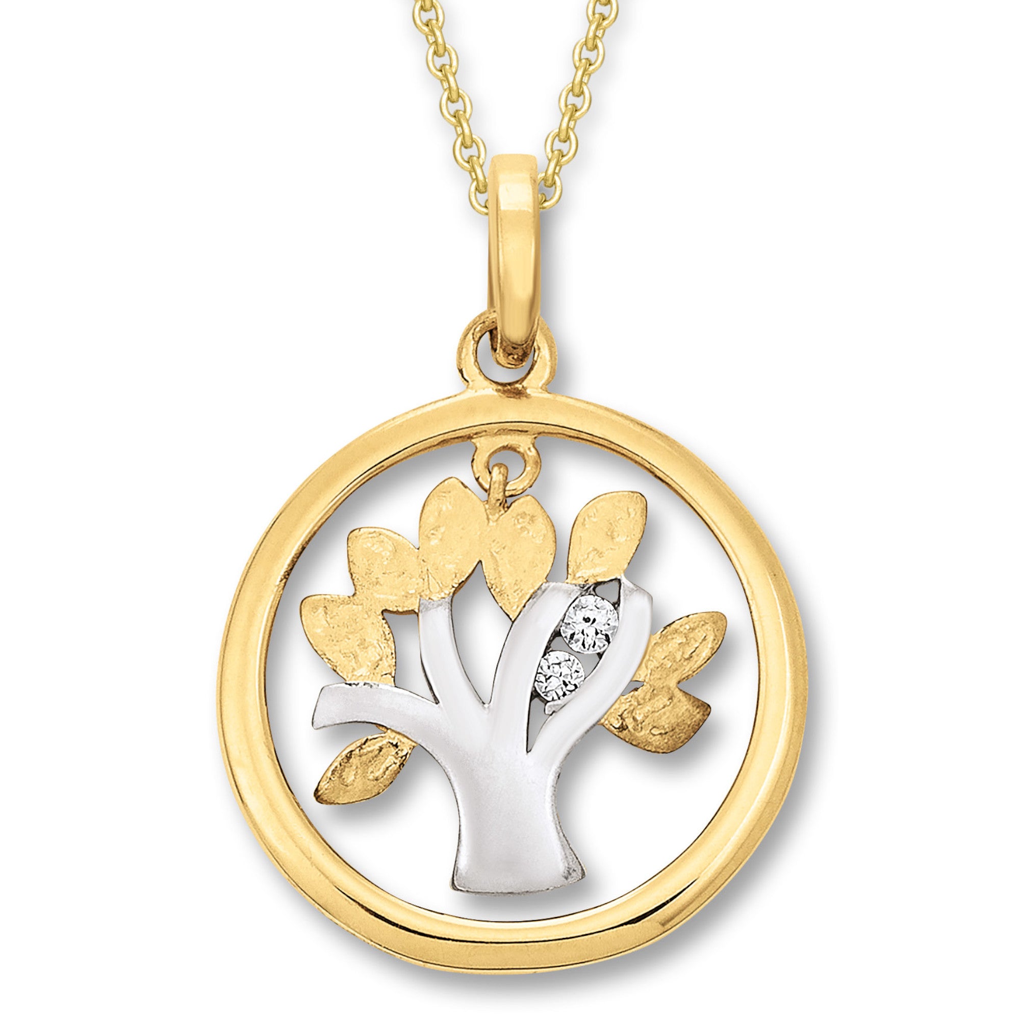 Zirkonia Lebensbaum Anhänger aus 333er Gelbgold von ONE ELEMENT – Bild 2