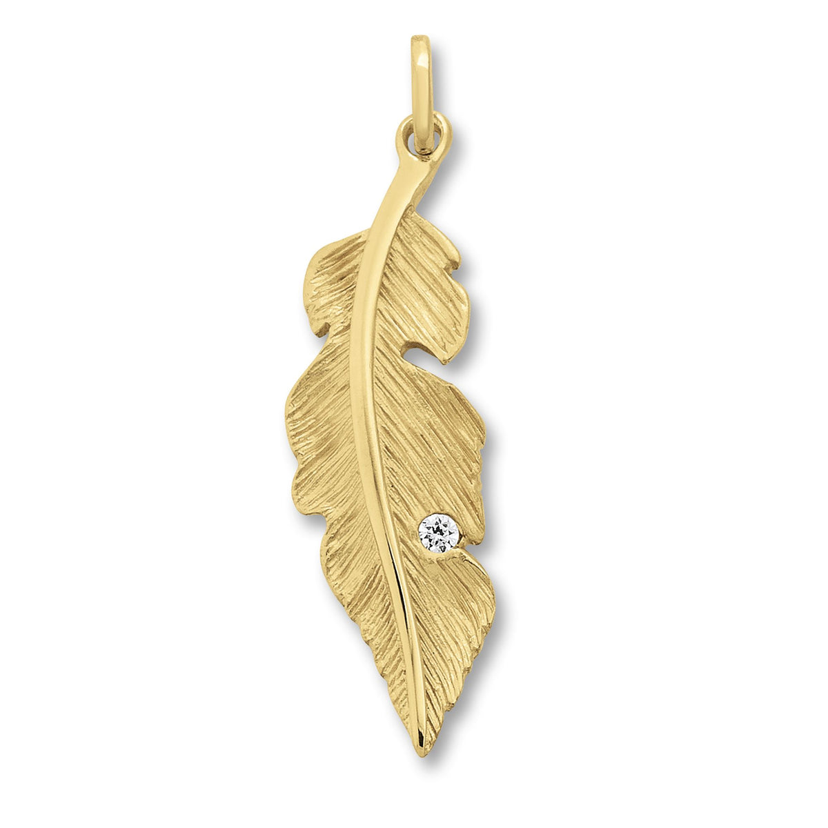 Zirkonia Feder Anhänger aus 333er Gelbgold von ONE ELEMENT – Bild 1