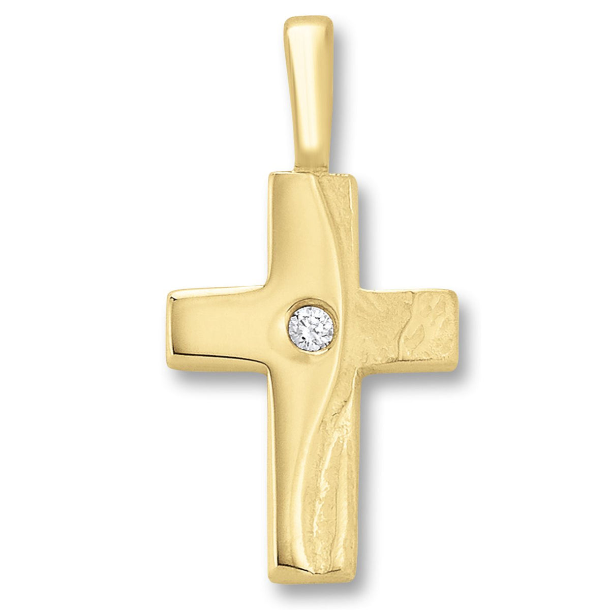 Zirkonia Kreuz Anhänger aus 333er Gelbgold von ONE ELEMENT – Bild 1