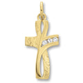 Zirkonia Kreuz Anhänger aus 333er Gelbgold von ONE ELEMENT – Bild 1