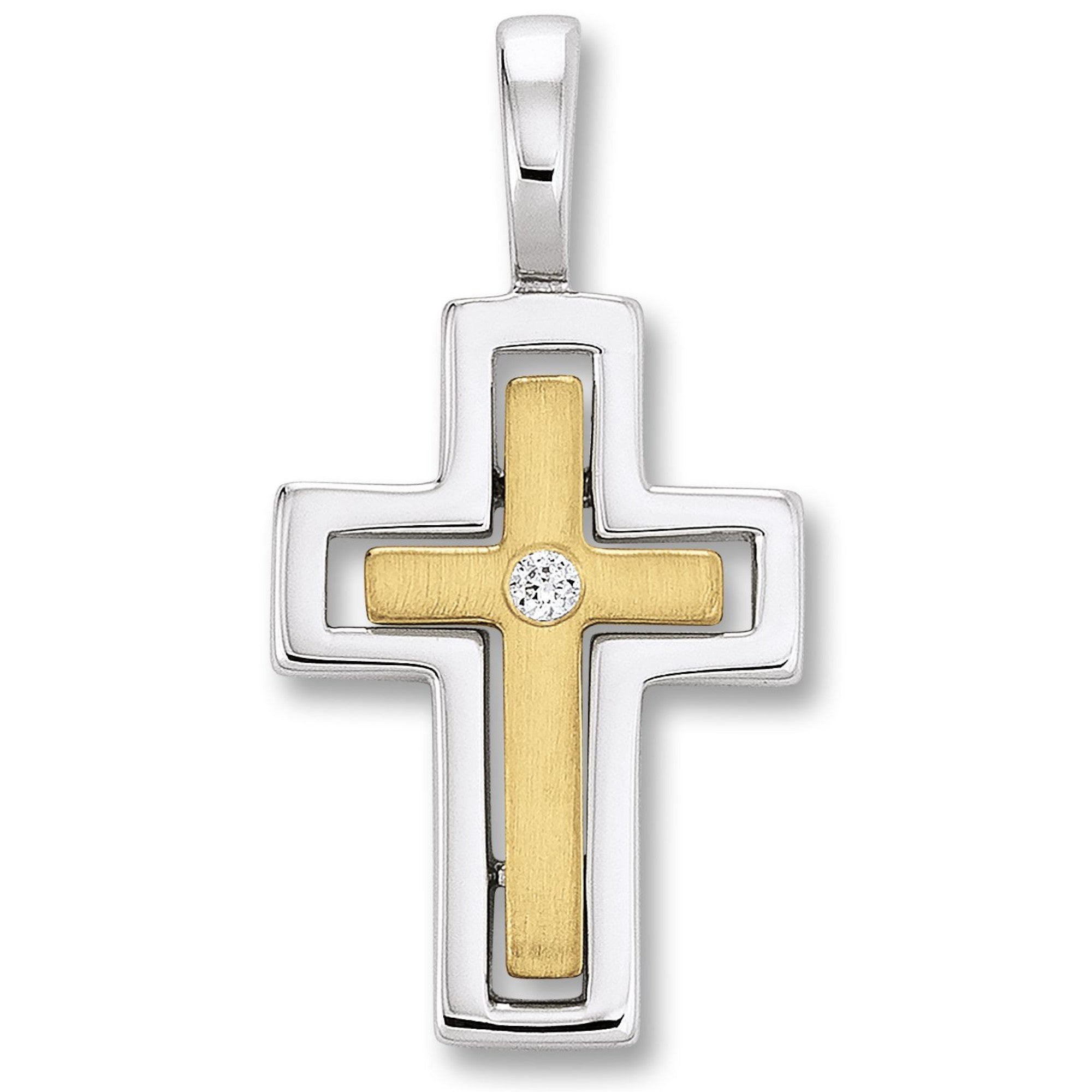 Zirkonia Kreuz Anhänger aus 925er Silber von ONE ELEMENT – Bild 1