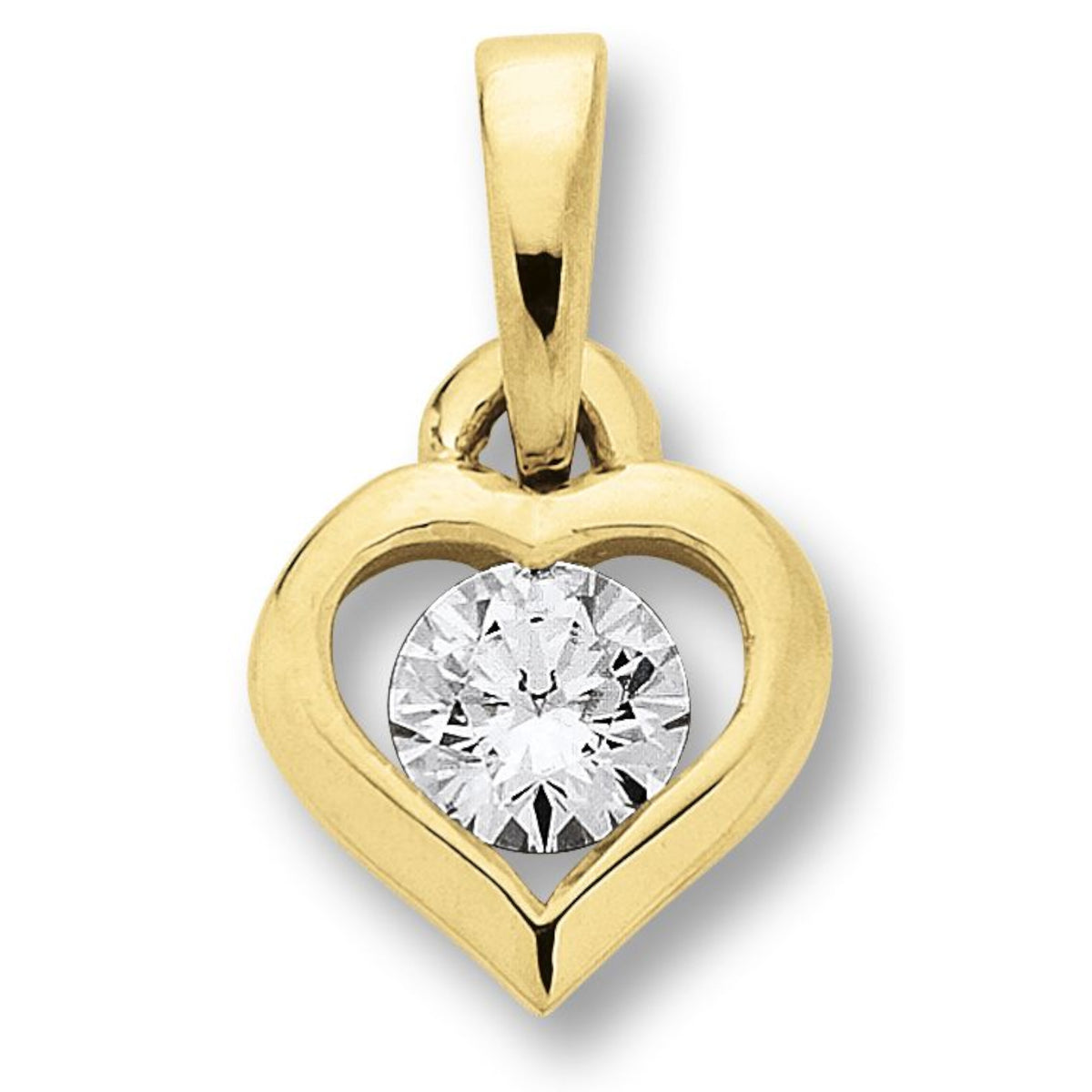 Zirkonia Herz Herz Anhänger aus 333er Gelbgold von ONE ELEMENT – Bild 1