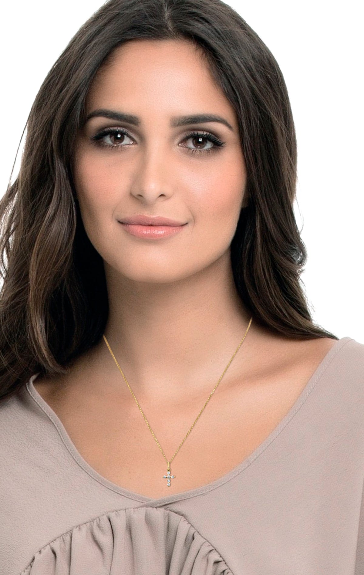 Zirkonia Kreuz Anhänger aus 333er Gelbgold von ONE ELEMENT – Bild 2