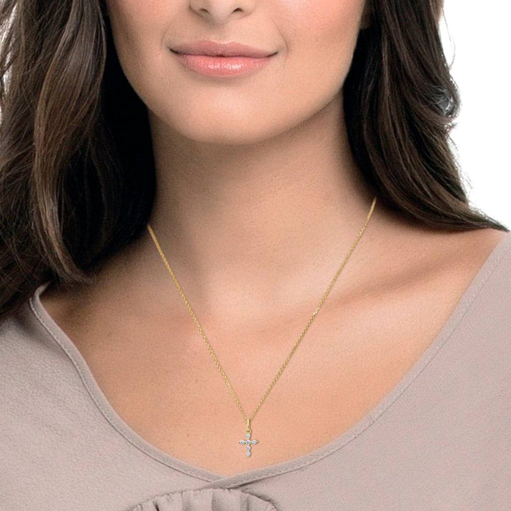 Zirkonia Kreuz Anhänger aus 333er Gelbgold von ONE ELEMENT – Bild 3