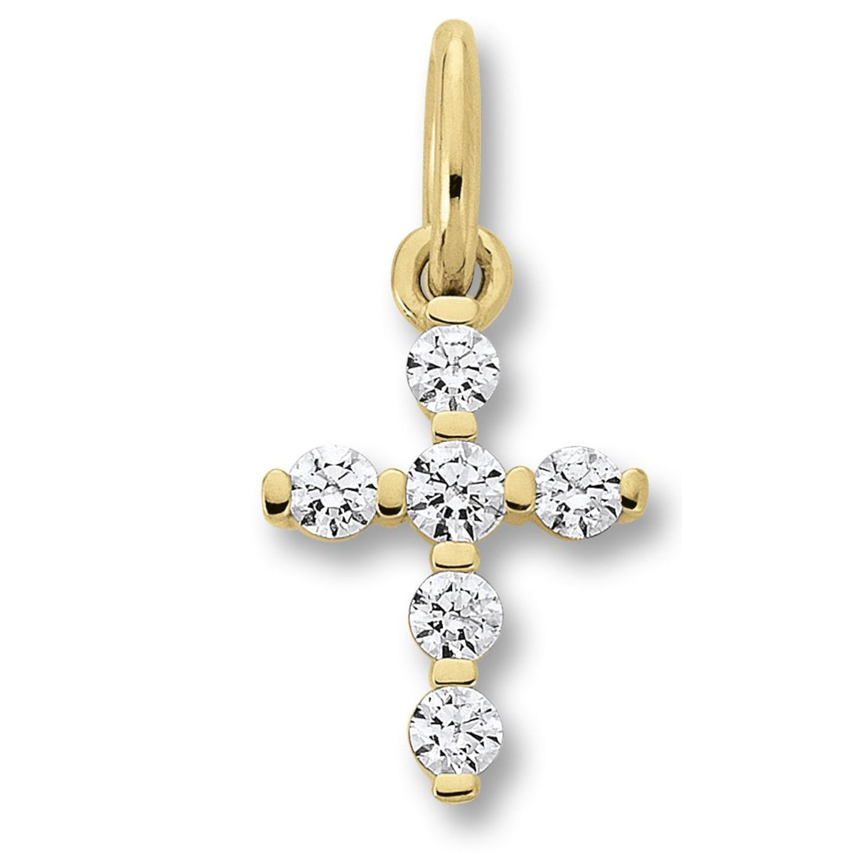 Zirkonia Kreuz Anhänger aus 333er Gelbgold von ONE ELEMENT – Bild 1