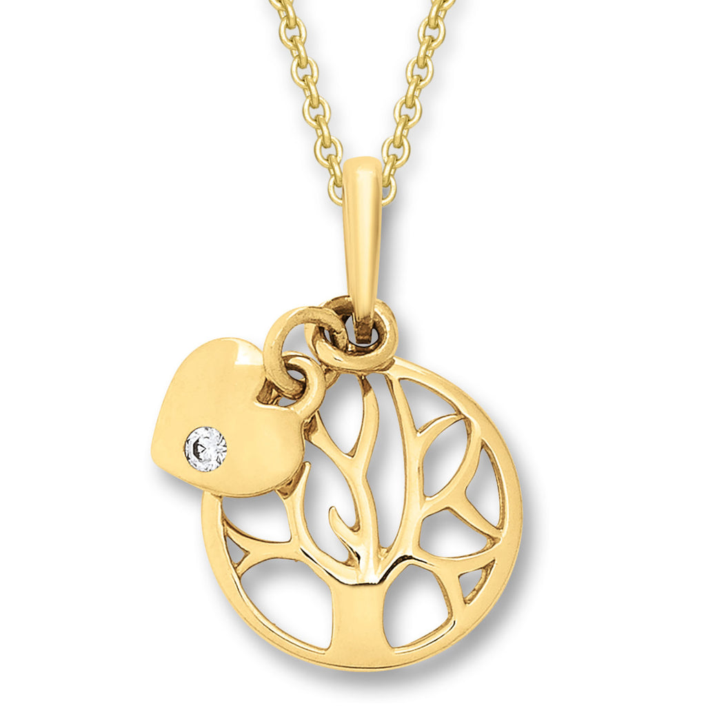 Zirkonia Lebensbaum Anhänger aus 333er Gelbgold von ONE ELEMENT – Bild 2