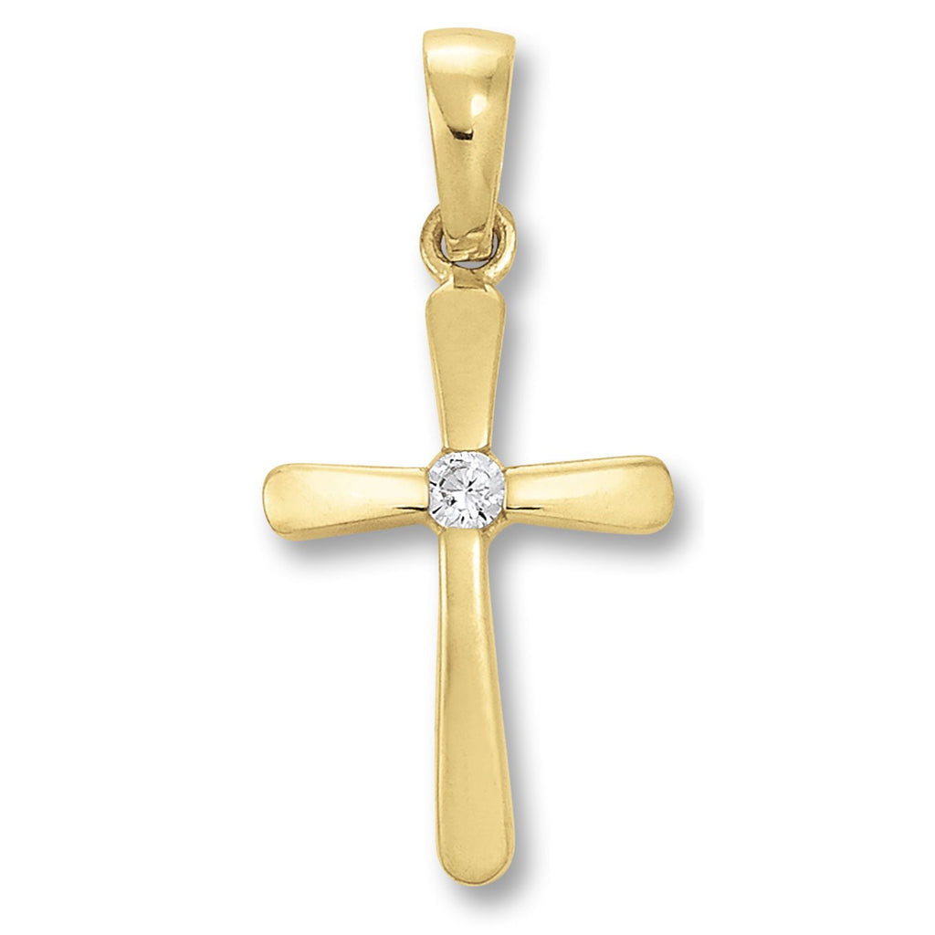 Zirkonia Kreuz Anhänger aus 333er Gelbgold von ONE ELEMENT – Bild 1