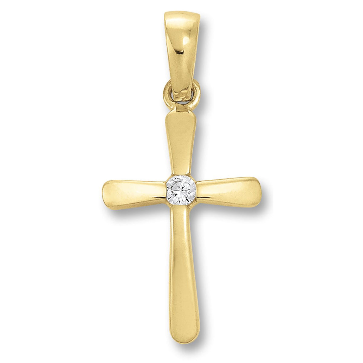 Zirkonia Kreuz Anhänger aus 333er Gelbgold von ONE ELEMENT – Bild 1