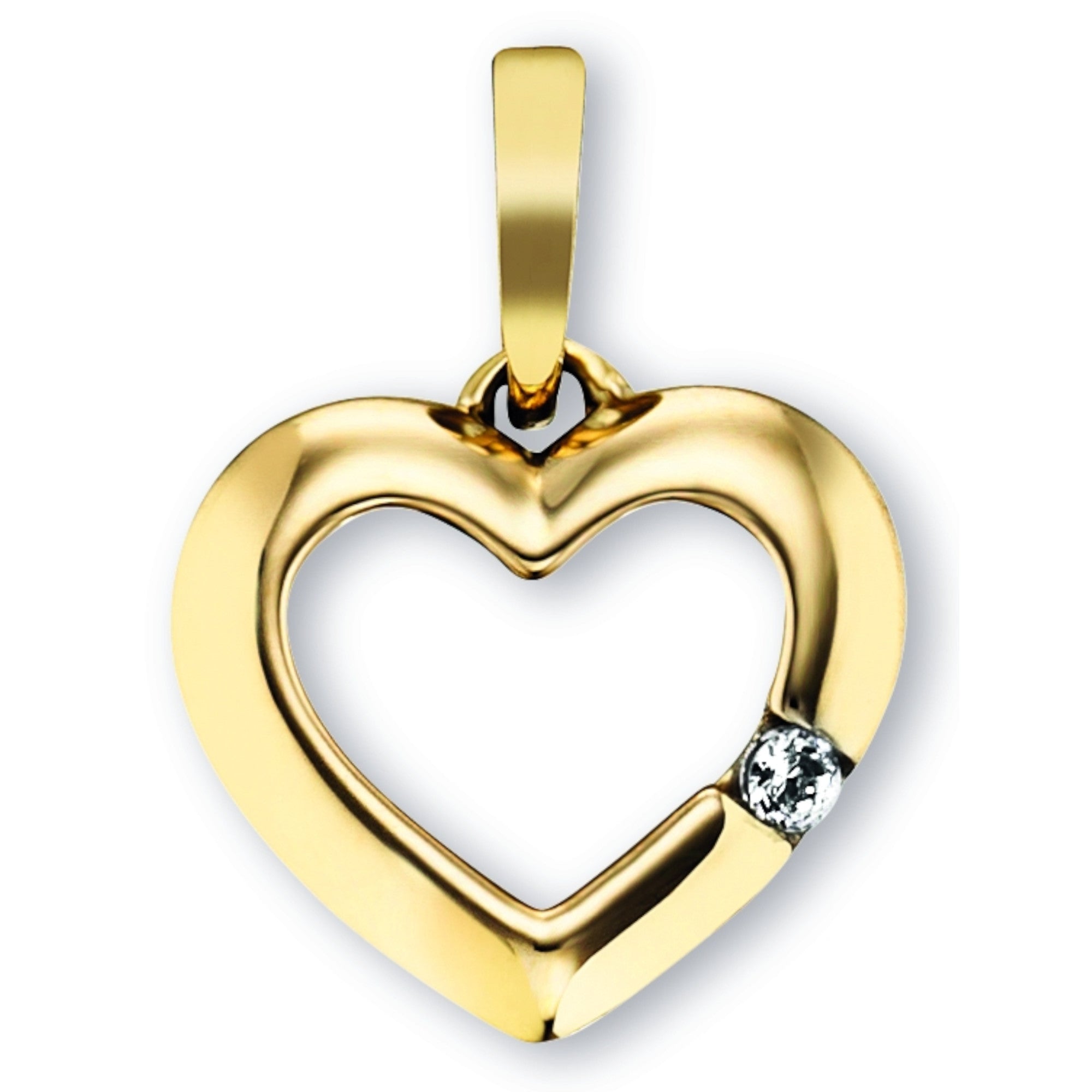Herz-Anhänger aus 333er Gelbgold mit Zirkonia von ONE ELEMENT