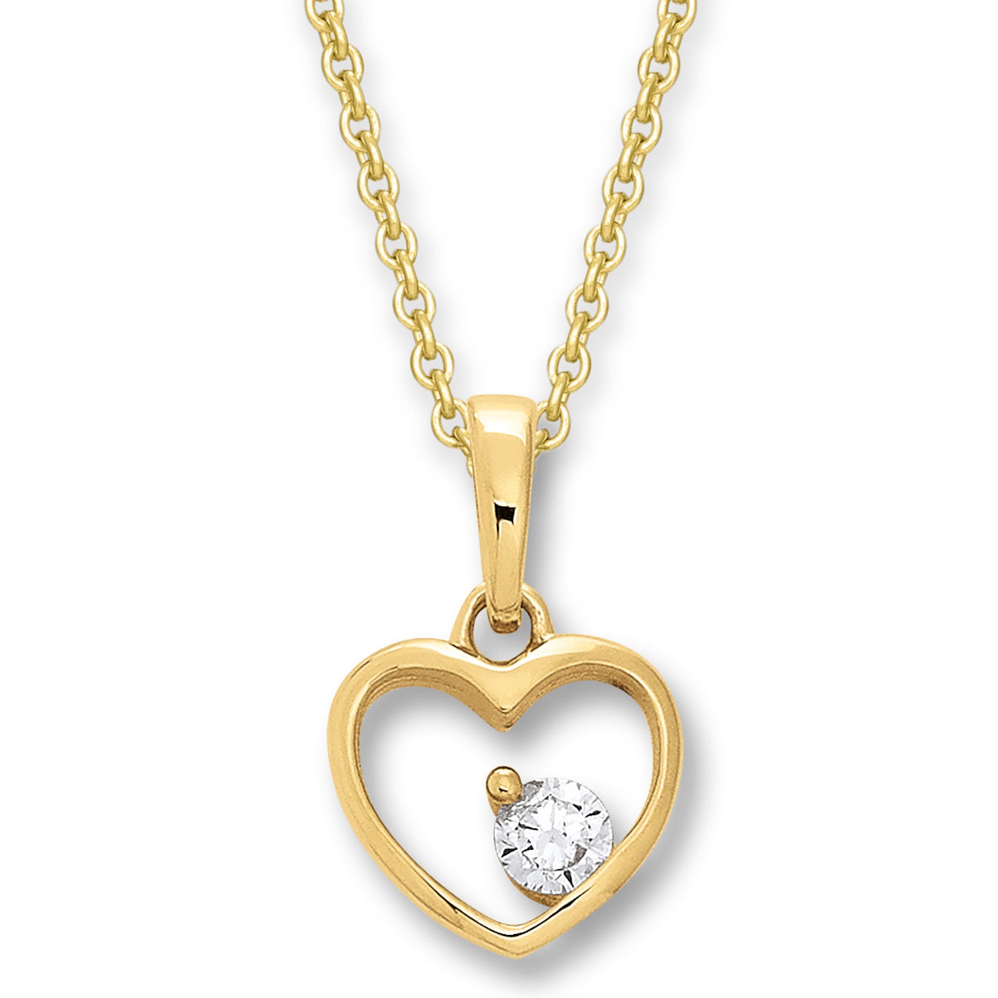 Zirkonia Herz Herz Anhänger aus 333er Gelbgold von ONE ELEMENT – Bild 2
