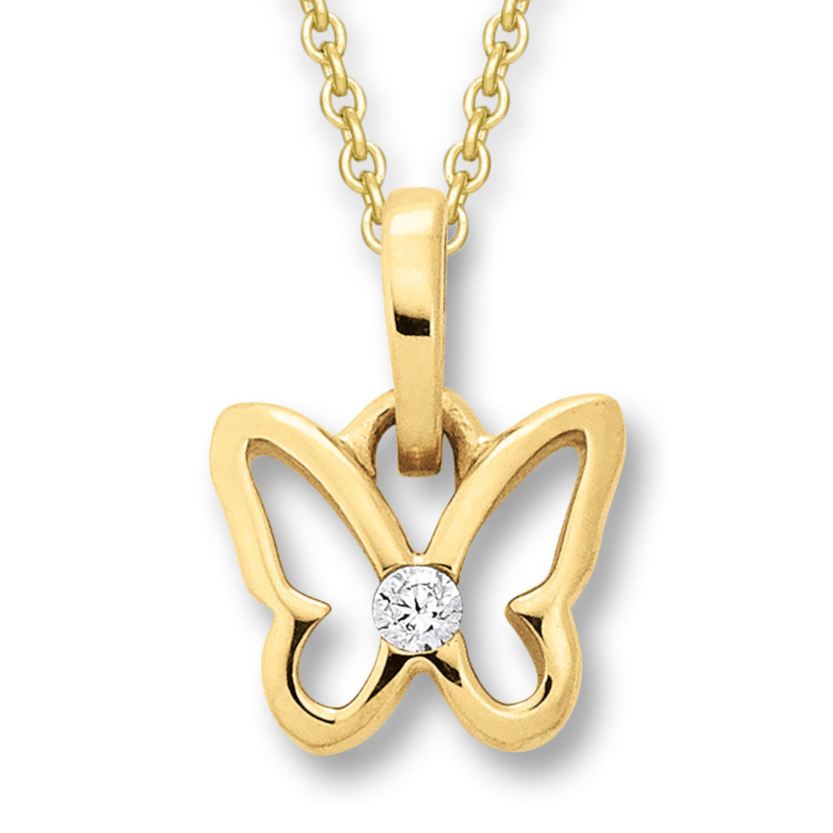 Zirkonia Schmetterling Anhänger aus 333er Gelbgold von ONE ELEMENT – Bild 2