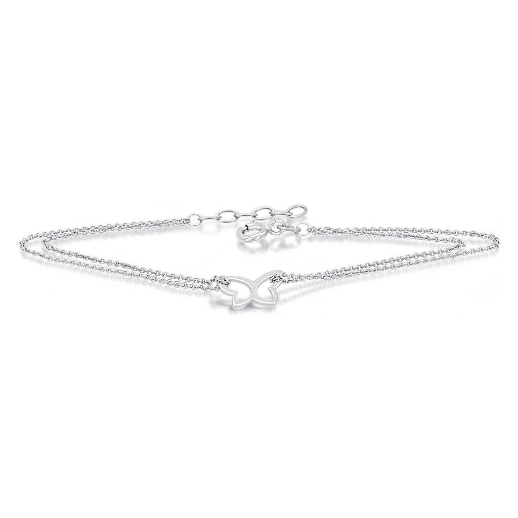 Schmetterling-Armband aus 925er Silber mit Rundankerkette, 17 cm von ONE ELEMENT