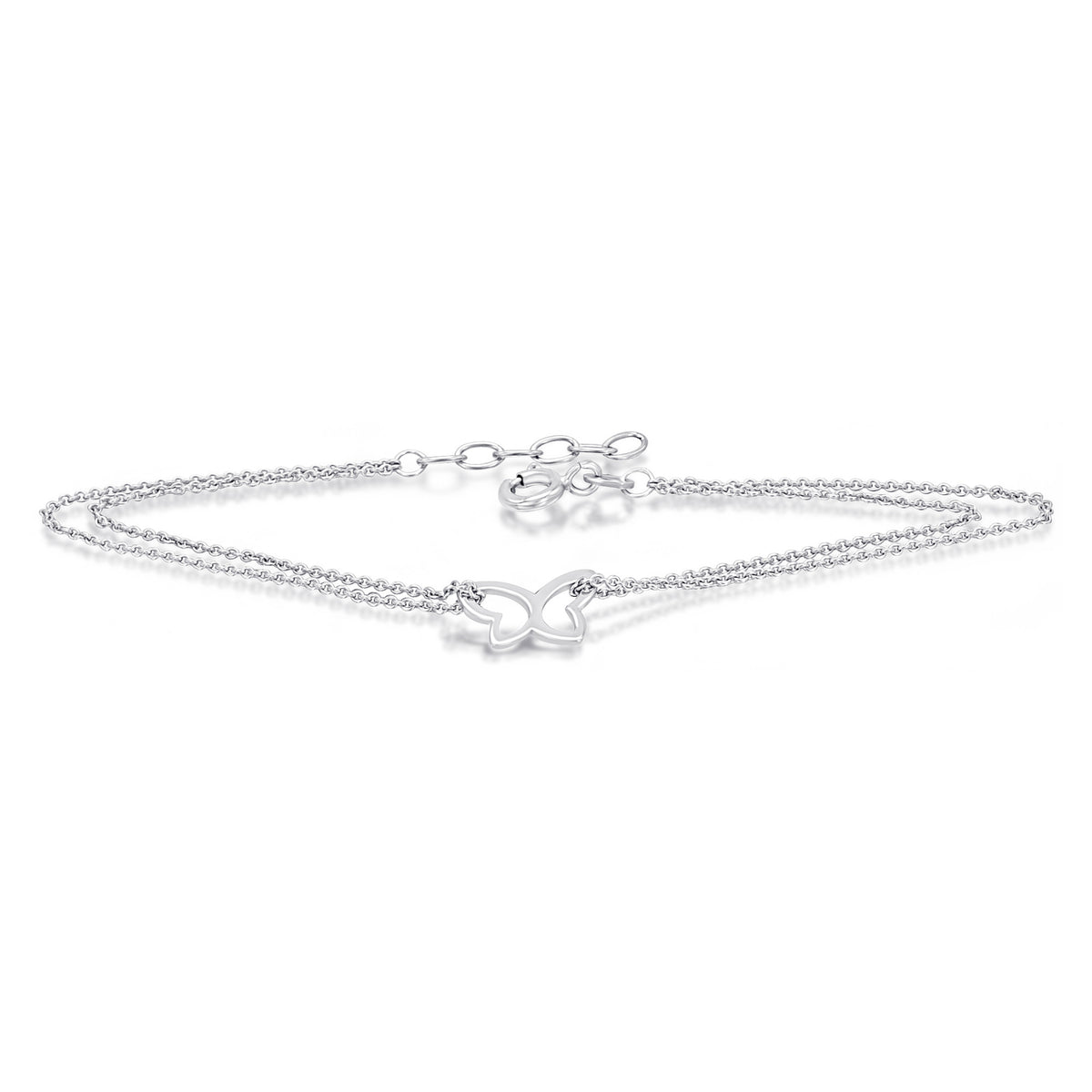 Schmetterling-Armband aus 925er Silber mit Rundankerkette, 17 cm von ONE ELEMENT