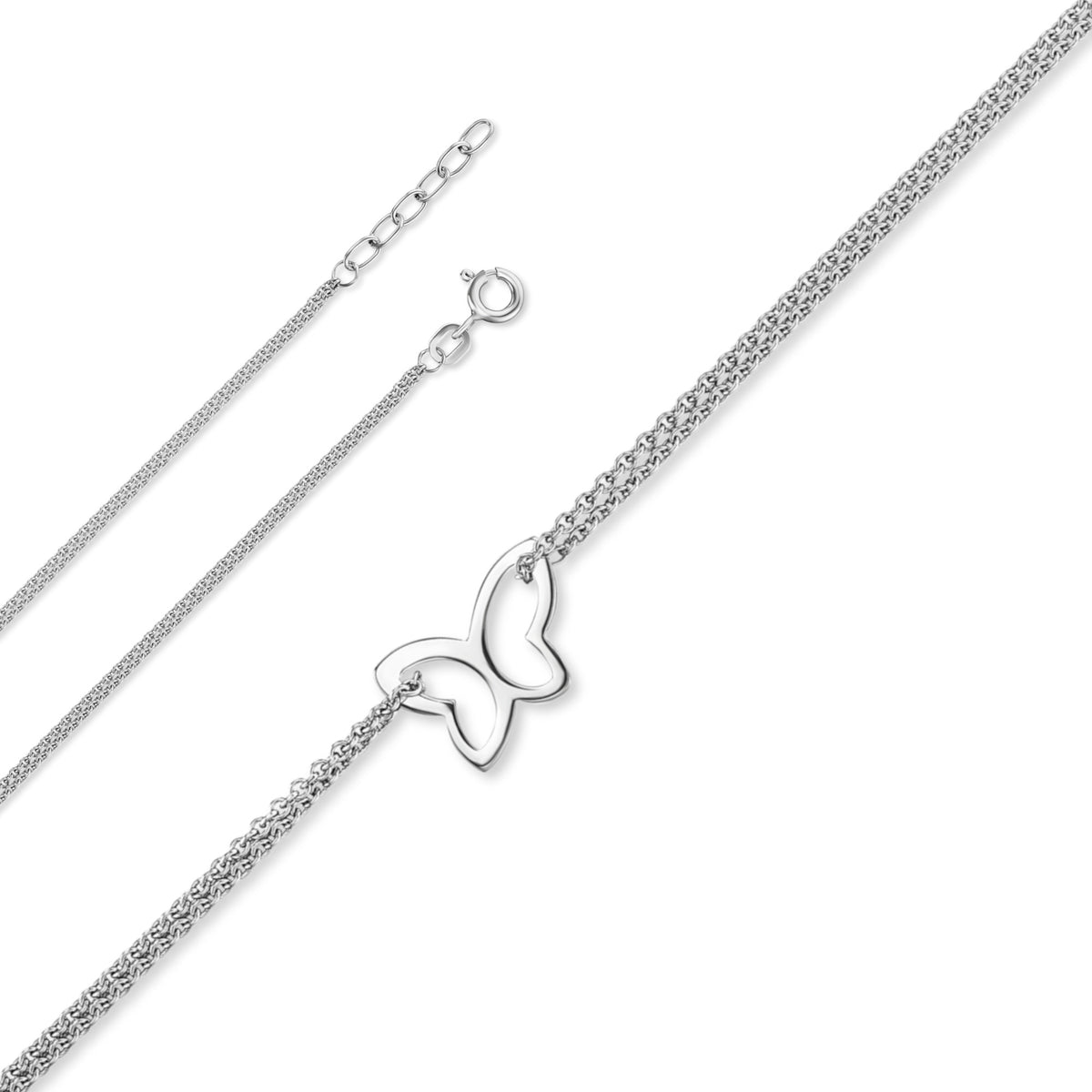 Schmetterling-Armband aus 925er Silber mit Rundankerkette, 17 cm – weitere Ansicht 2