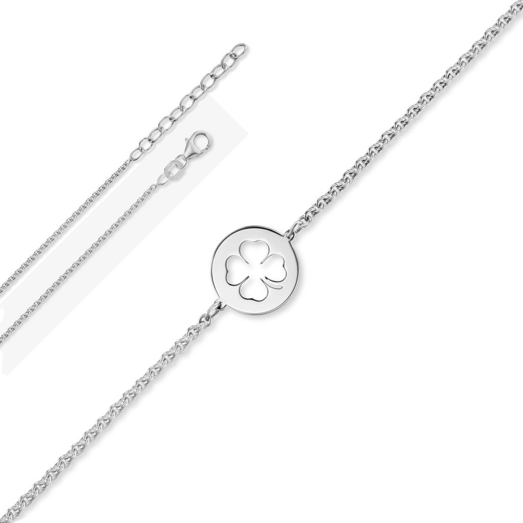 Kleeblatt-Armband aus 925er Silber mit Rundankerkette, 16 cm von ONE ELEMENT