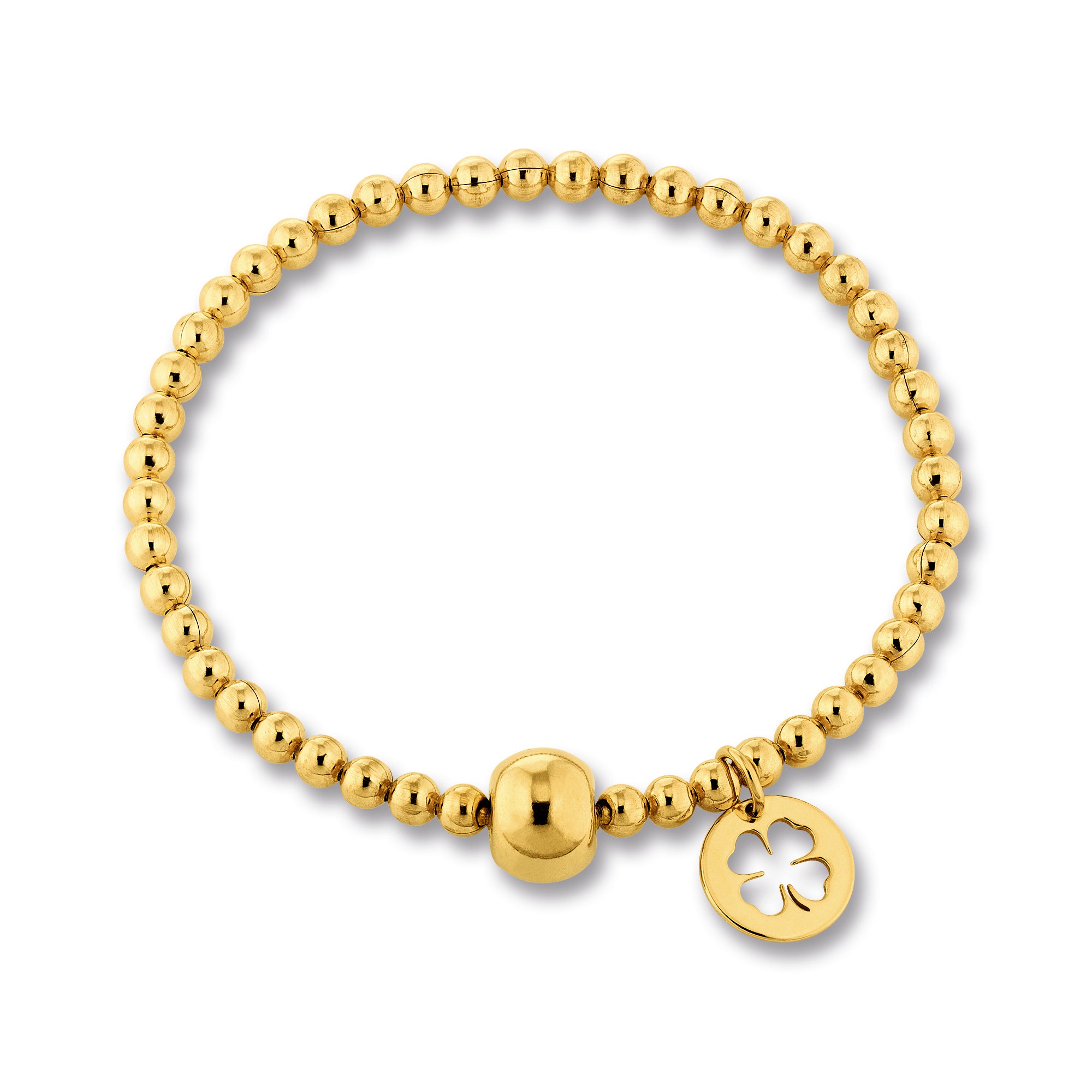Kleeblatt Armband Kugelkette aus 925er Silber Ø 54,0 mm mit Gummiband von ONE ELEMENT – Bild 1