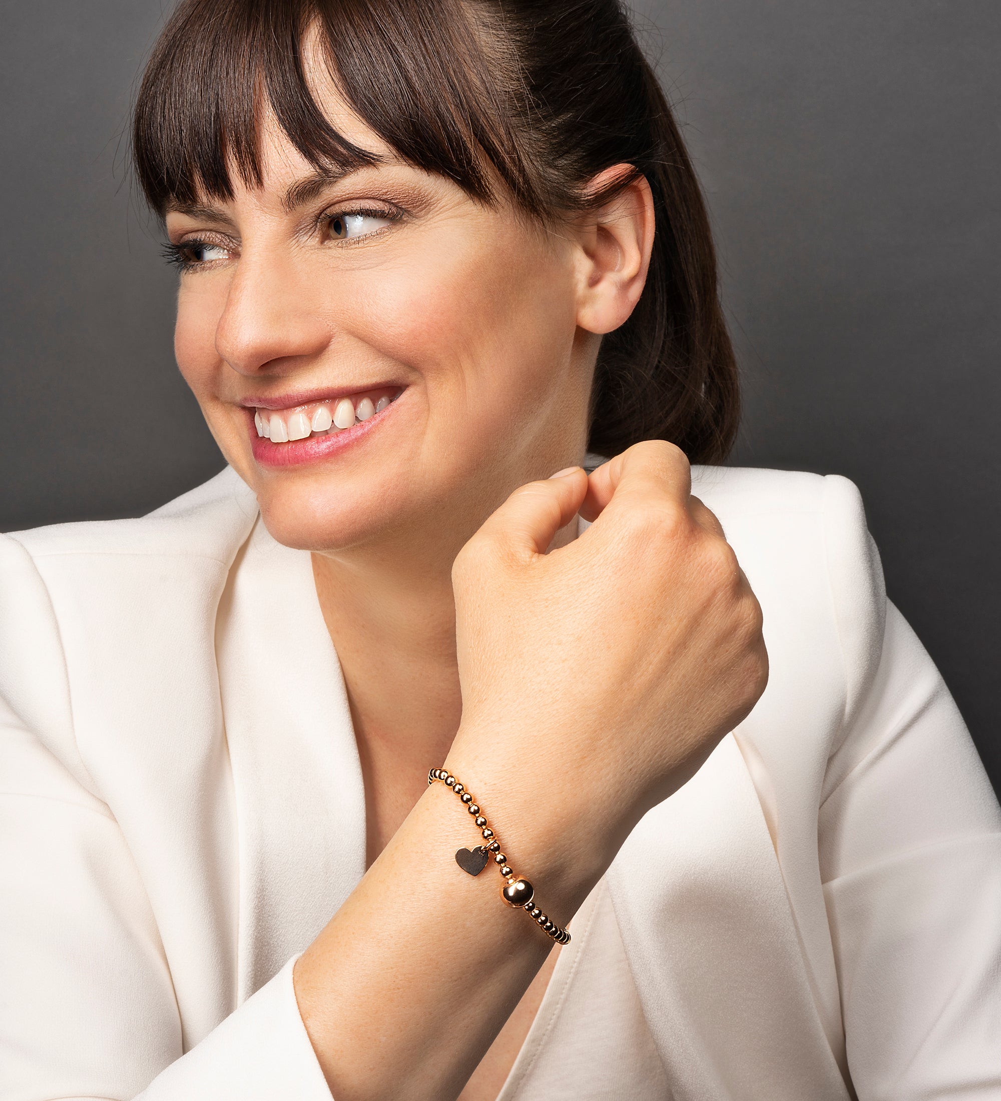Herz Armband Kugelkette aus 925er Silber Ø 54,0 mm mit Gummiband von ONE ELEMENT – Bild 2