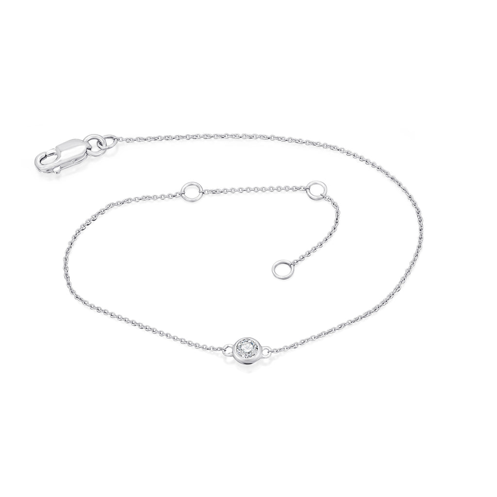 0,08 ct Diamant Brillant Armband Rundankerkette aus 585er Weißgold 19 cm von ONE ELEMENT – Bild 1