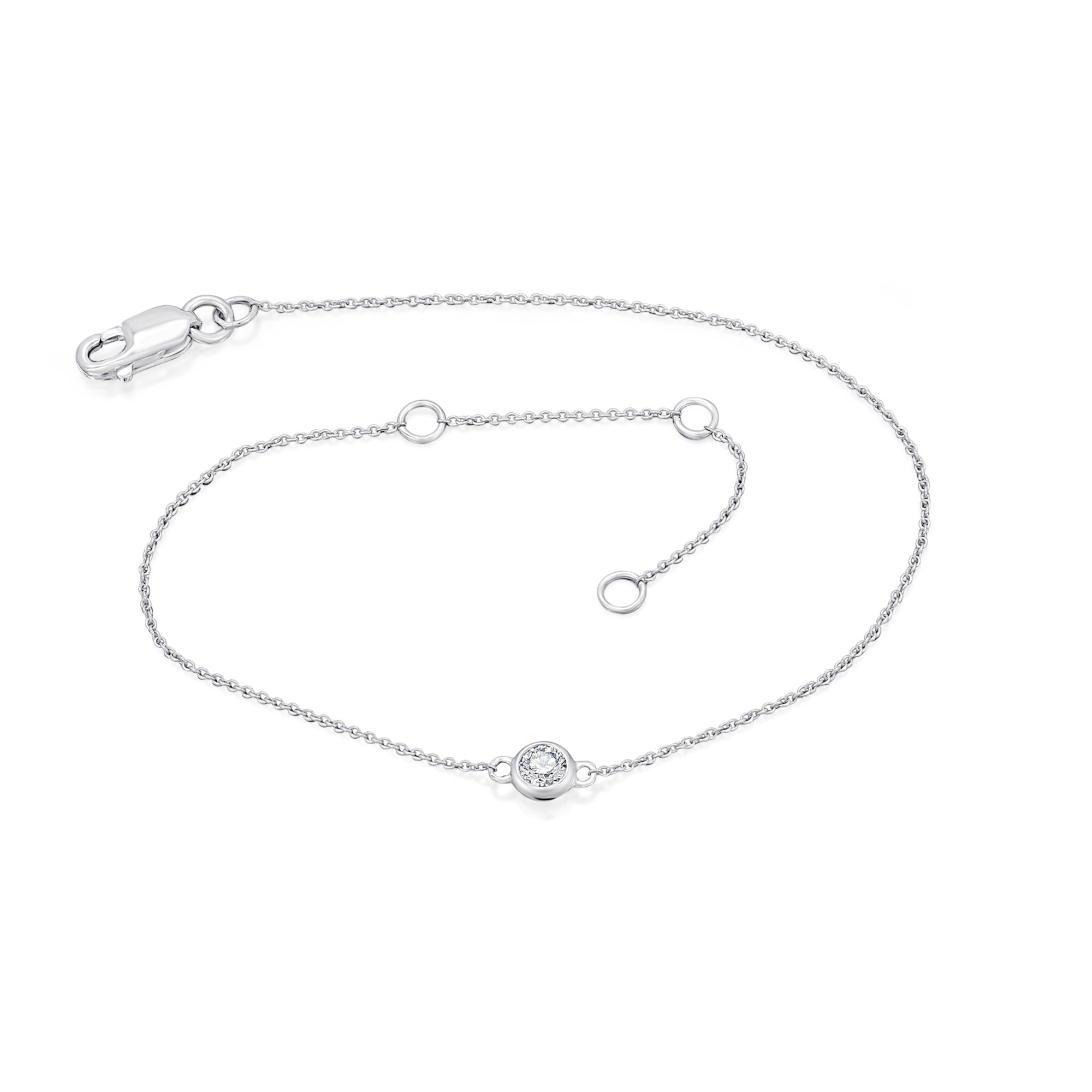 0,08 ct Diamant Brillant Armband Rundankerkette aus 585er Weißgold 19 cm von ONE ELEMENT – Bild 1