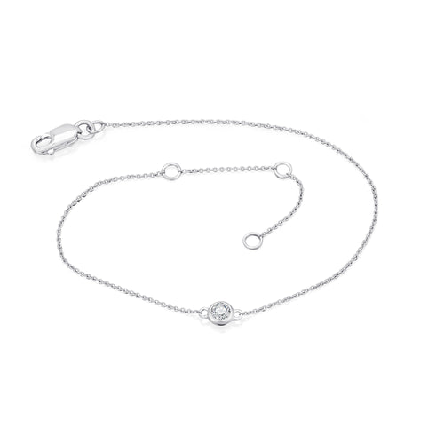 0,08 ct Diamant Brillant Armband Rundankerkette aus 585er Weißgold 19 cm von ONE ELEMENT – Bild 1