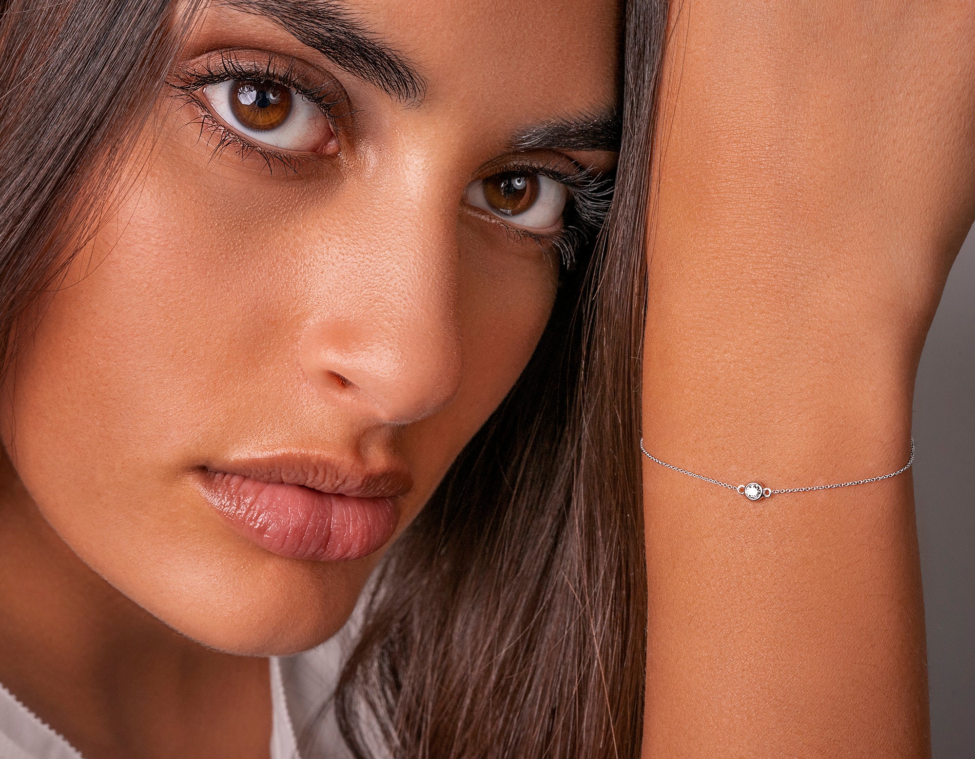 0,04 ct Diamant Brillant Armband Rundankerkette aus 585er Weißgold 19 cm von ONE ELEMENT – Bild 3