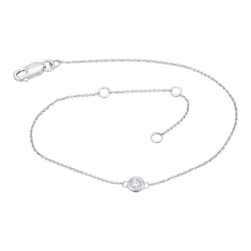 Armband aus 585er Weißgold mit Brillantbesatz, 0,13 ct mit Rundankerkette, 19 cm von ONE ELEMENT